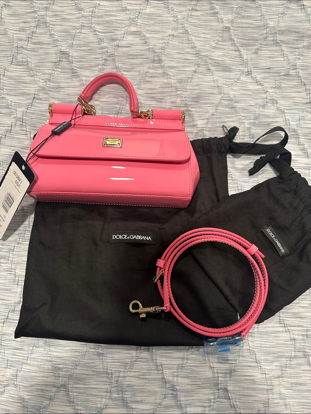 Dolce & Gabbana Pink Patent Micro Sicily Top-Handle Bag